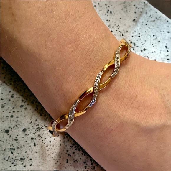 Diamond Accent 18k Gold Plate Infinity X Bracelet - Picture 2 of 6